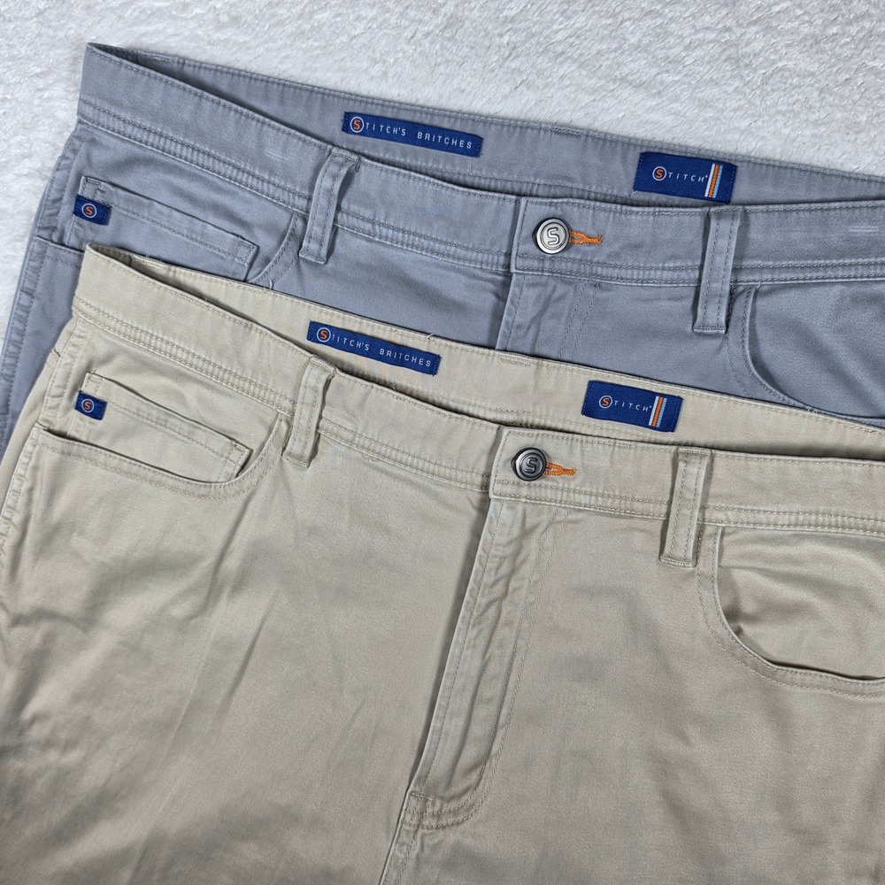 NEW 2 Pack Stitch Britches Golf Mens 36/30 Spandex 5-Pocket Pants 221SA5004